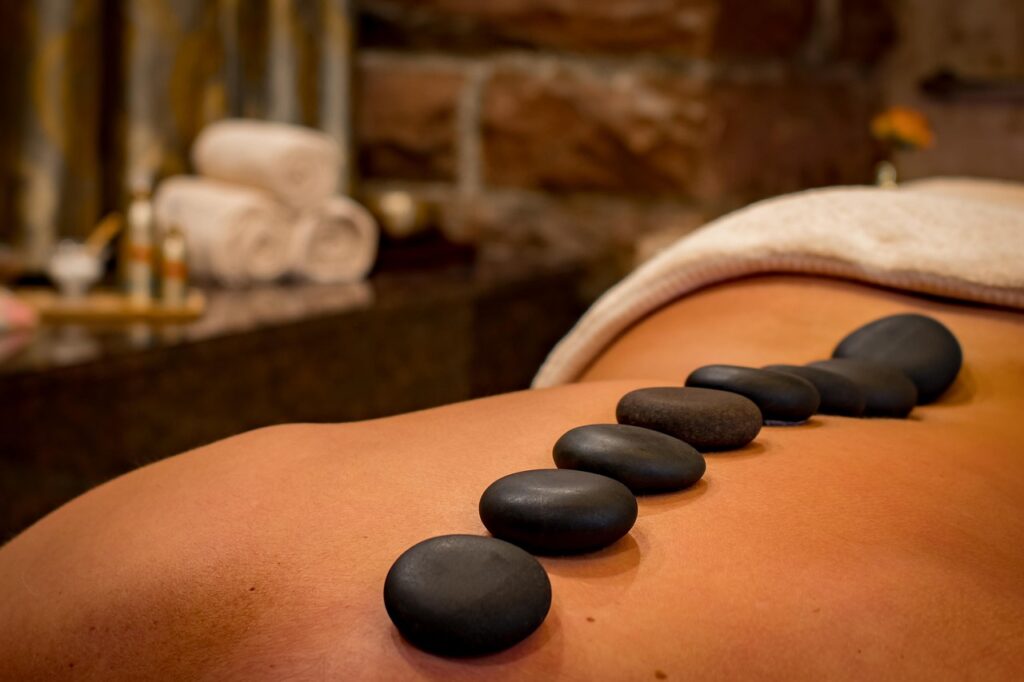 Hot Stone Massage Along Back